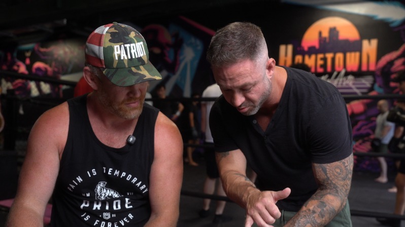 Bespoke directing Sam Alvey during a shoot at Hometown gym